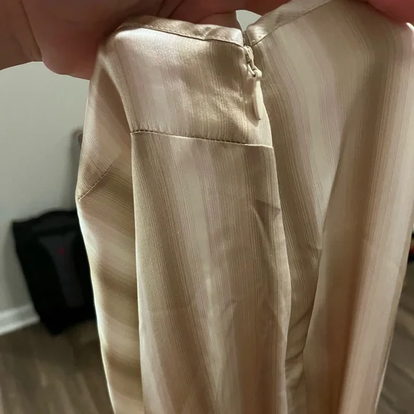 Madewell Midi Slip Dress in Stripe Silk Color Faded Khaki Size 12 *mark - Picture 12 of 13